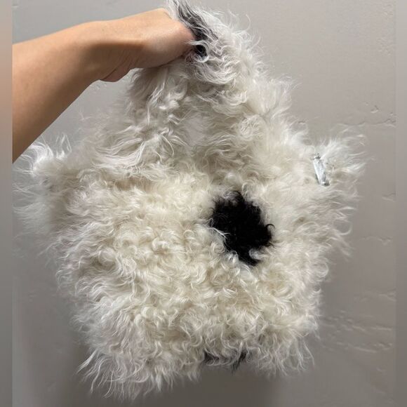 Natural Tigrado Curly Lamb Fur Tote/Handmade Shearling Top Handle Bag/Crossbody - Picture 4 of 16